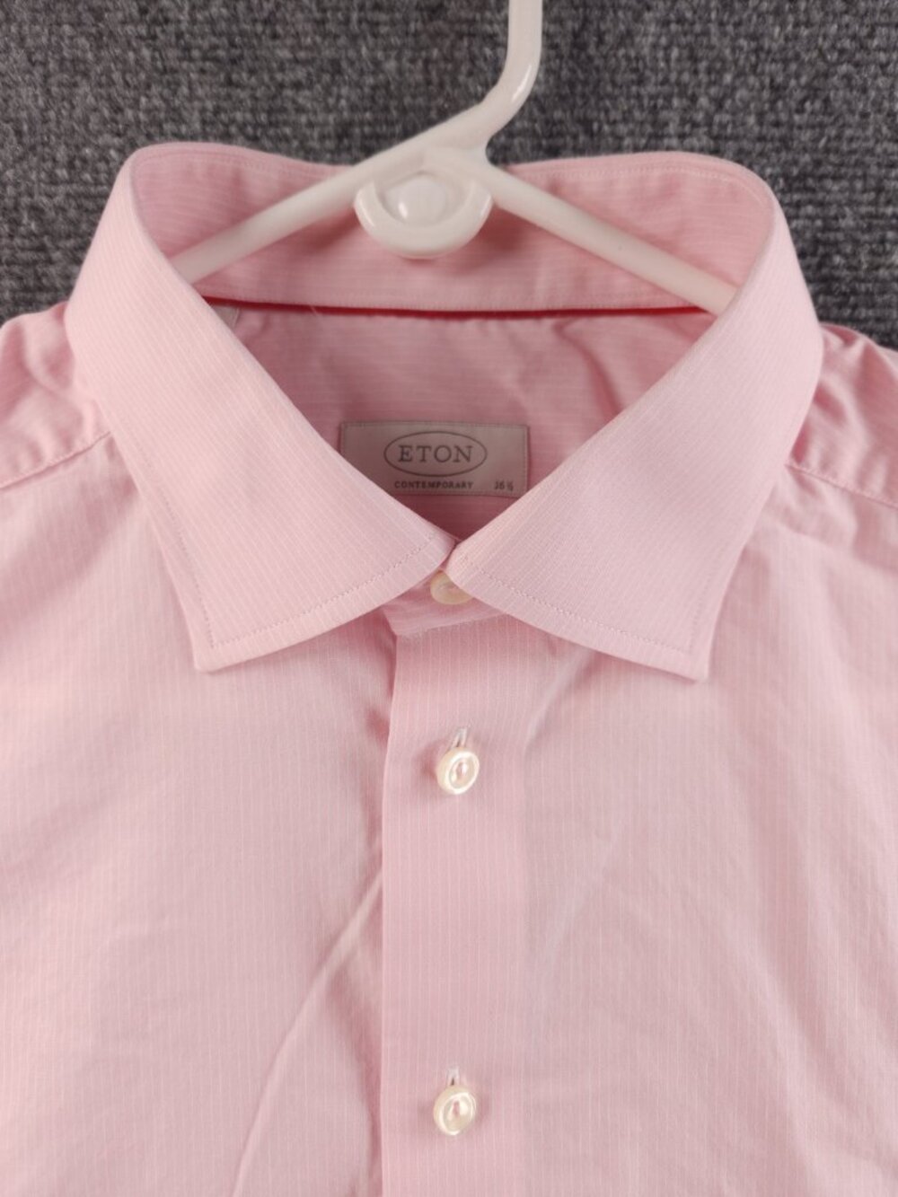 Eton Romania Pink 16.5 Striped Cotton Elegant Shirt Button Up Convertible Cuff - Picture 2 of 16